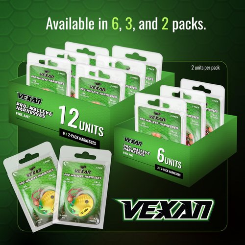 Vexan Glow Walleye Spinner Rig – Worm Harness with Live Bait Rig for Walleye Fishing, Crawler Harness and Fishing Lures (4-Count, Fire Ant)