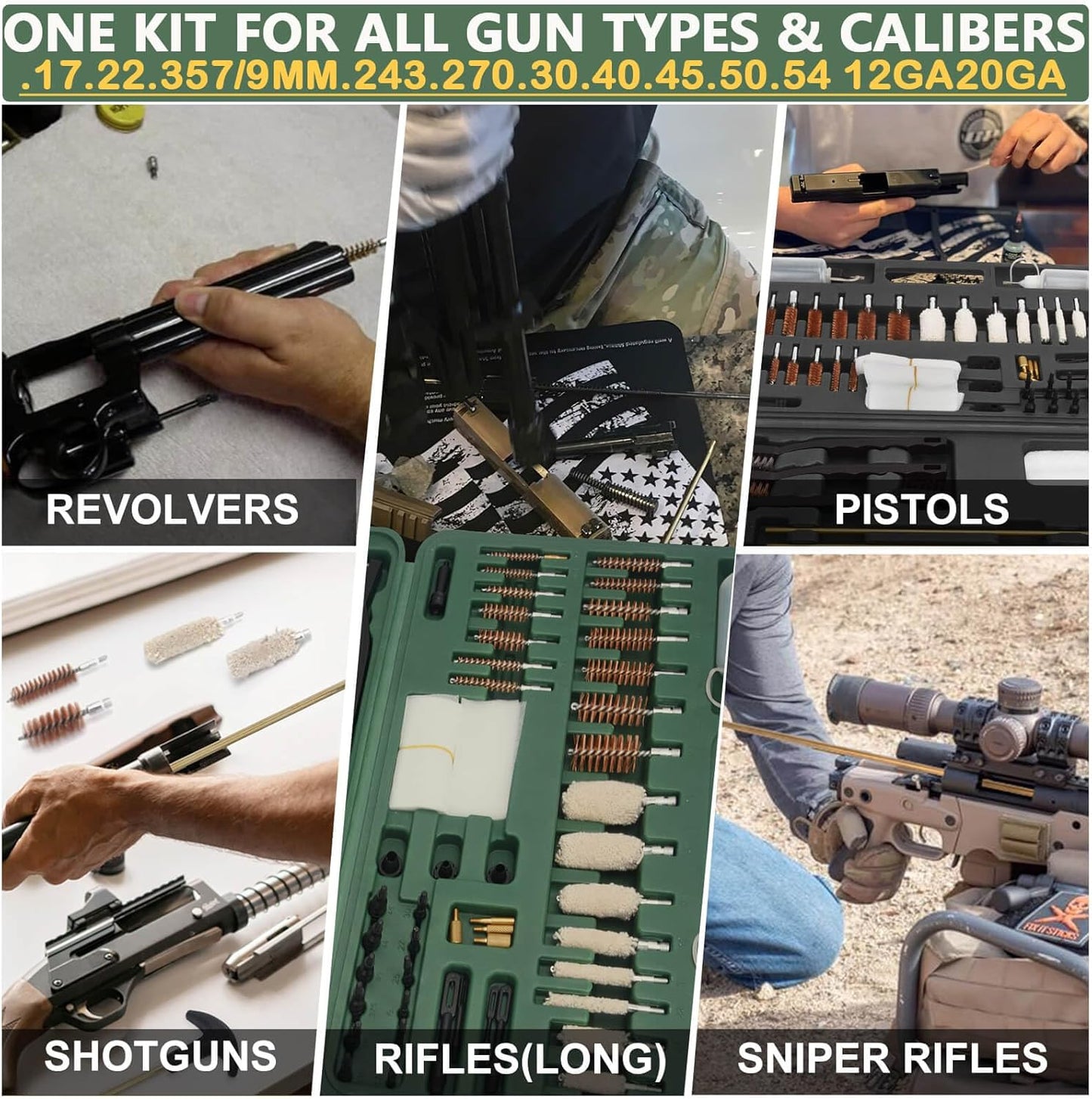 iunio Gun Cleaning Kit, Universal Gun Cleaning Kit for All Caliber Shotgun Pistol Rifle Cleaning Kit with Mat Portable Case