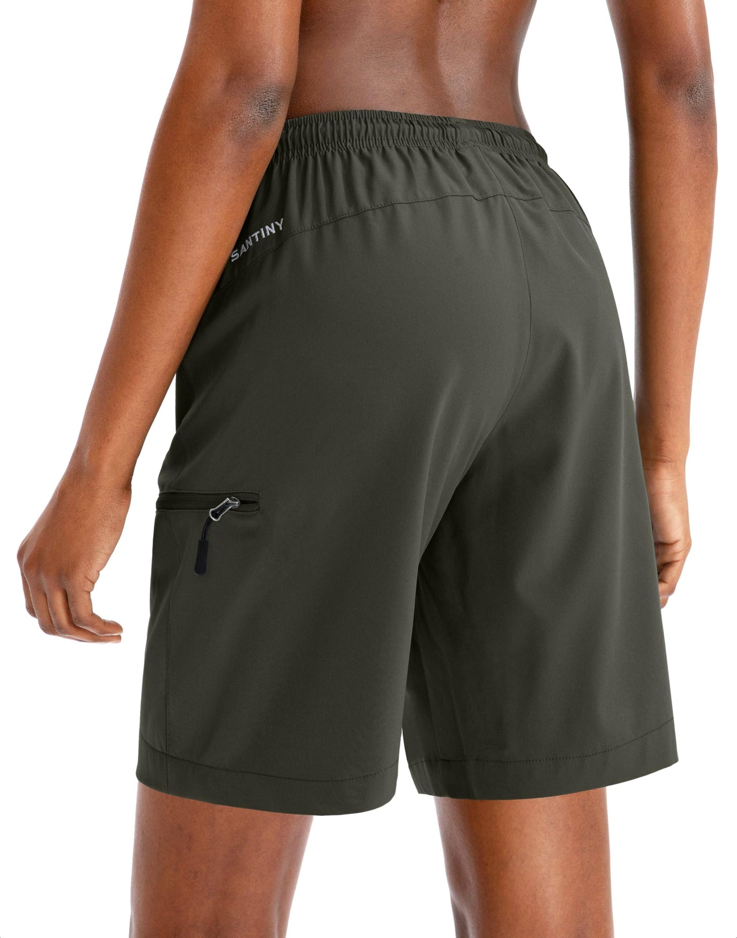 SANTINY Women's 5''/ 7''/9'' Hiking Cargo Shorts Quick Dry Lightweight Summer Shorts for Women Athletic Golf Zipper Pockets(Army Green_M)