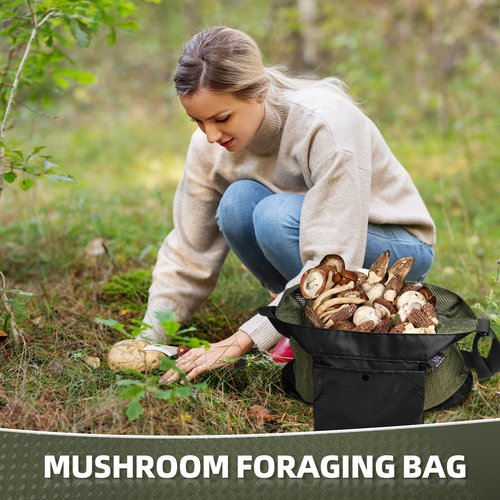 MYWSN Mushroom Foraging Bag - Foraging Kit With Mesh Bag, Adjustable Shoulder Strap, Mushroom Basket With Smartphone Pocket(Mixed color 2 Pack)