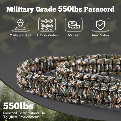 Duck Call Lanyard, Duck Whistle Hunting with 12 Removable Loops, Duck Calls for Hunting Camo Woven Duck Hunting Accessories with Drops Secures 6 Call, Outdoor Predator Gear Gift for Hunter