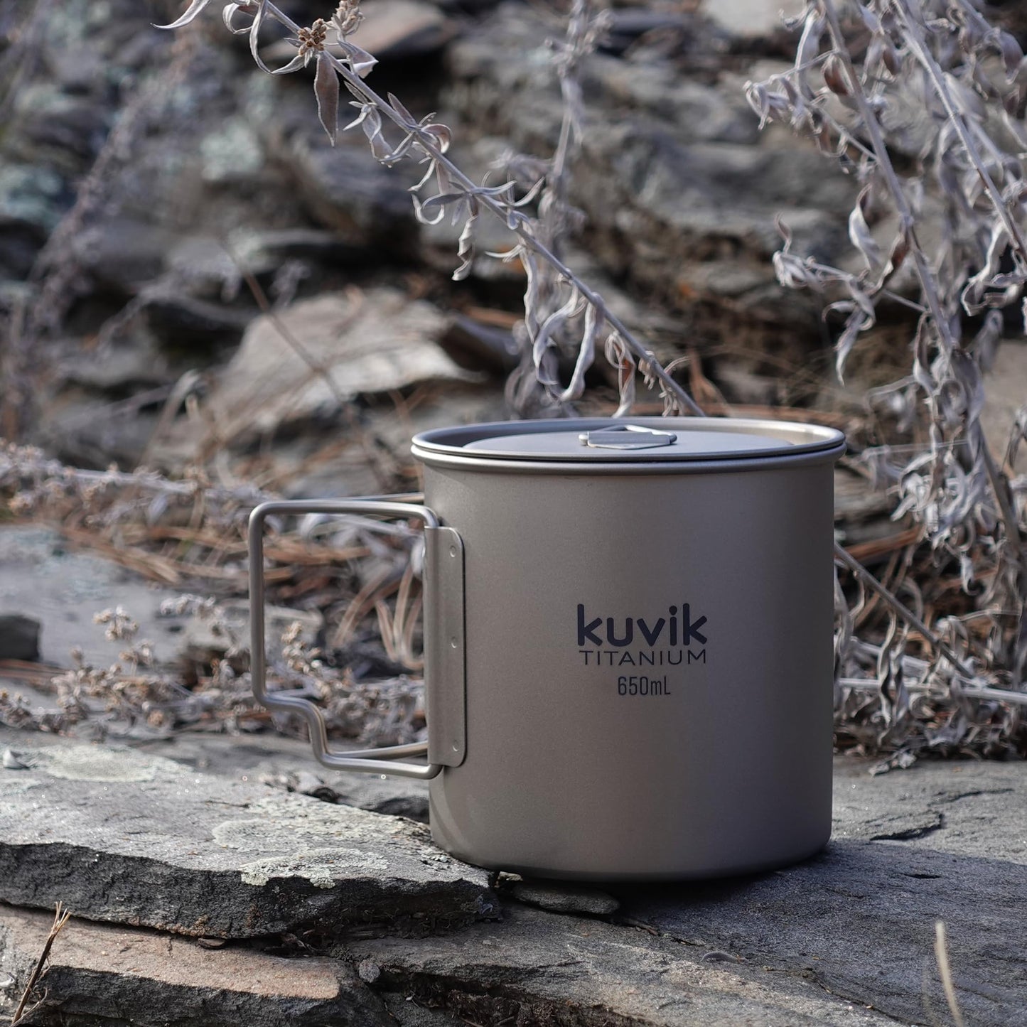 Kuvik Titanium Pot with Lid 650ml (22 oz) - Ultralight and Compact Pot for Backpacking, Camping, and Survival