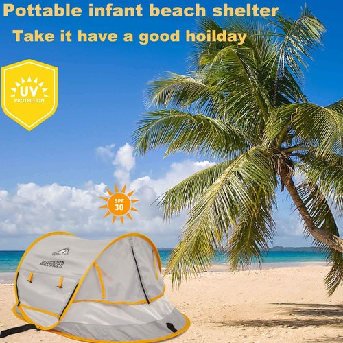 Poray Portable Baby Beach Tent with UPF 50+ Sun Shelter,Mosquito Net and Sunshade, Ideal Pop Up Kids Travel Tent with Carry Bag & 2 Stakes,Outdoor Indoor Play and Sun Protection