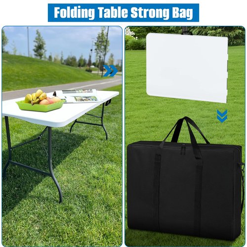 SIRUITON Folding Table Storage Bag, Portable 600D WaterProof Carry Bag for Folding Picnic/Camp Tables with Reinforcing Plate & Shoulder Strap, 48" D x 30" W x4.7 H Fits 8FT Folding Tables（bag only）