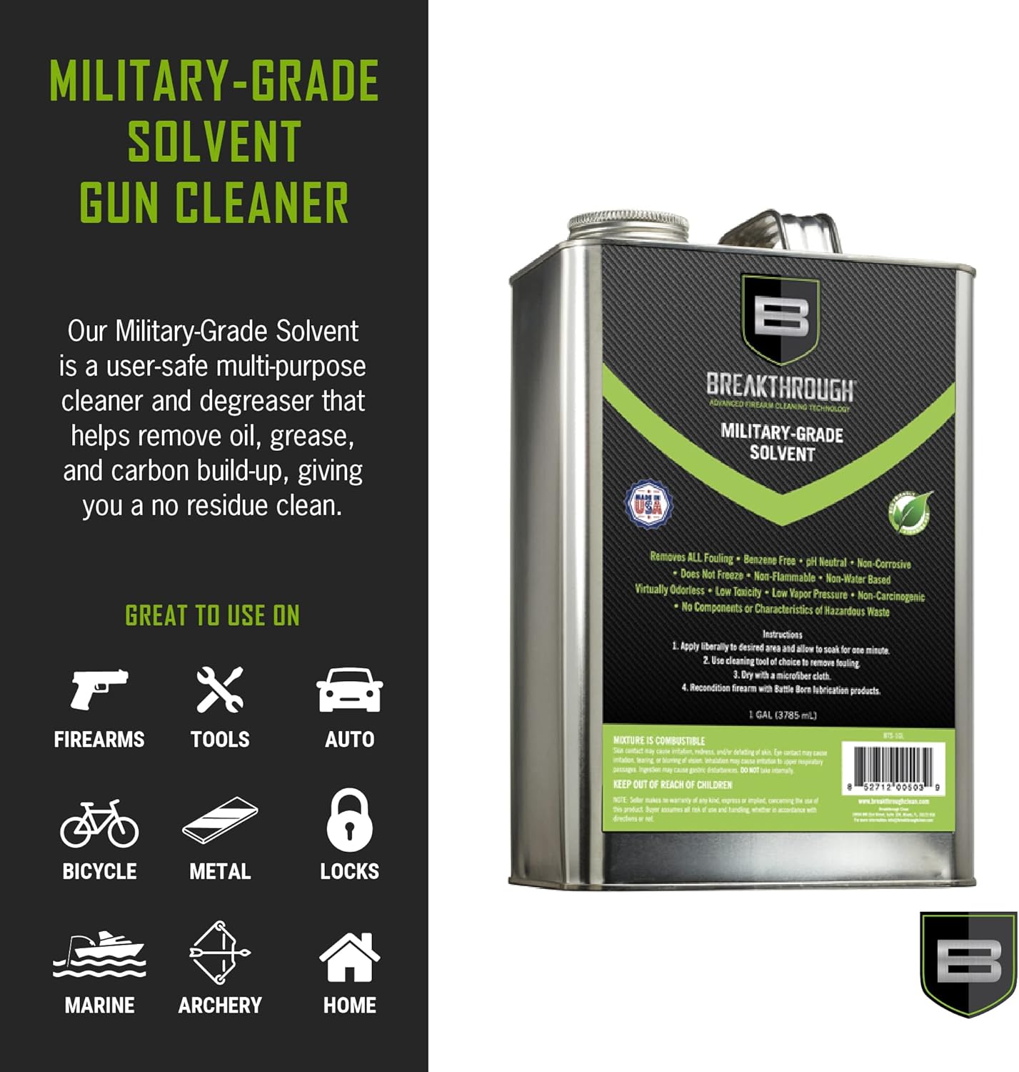 Breakthrough Clean Technologies Military-Grade Handgun and Rifle Cleaning Solvent, Grease Remover - 6oz/2oz/15ml/32oz Spray Bottle