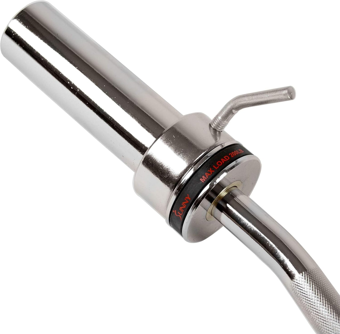 Sunny Health & Fitness 48" Olympic Super Curl Bar with Ring Collars Strength Training Bar for Traps, Deadlifts, Squats and More - OB-48