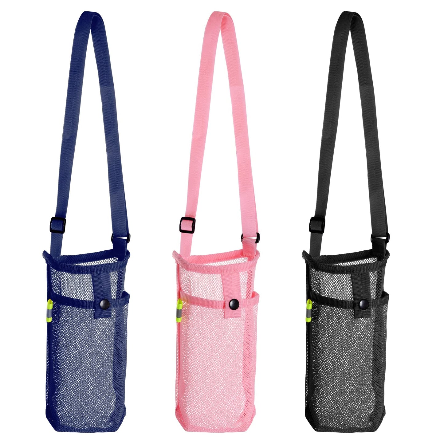 3Pcs Water Bottle Holder with Strap Water Bottle Carrier with Adjustable Shoulder Strap Water Bottle Sling Bag for Outdoor Hiking Camping Walking Travel Water Bottle Sleeve, Black, Dark Blue and Pink