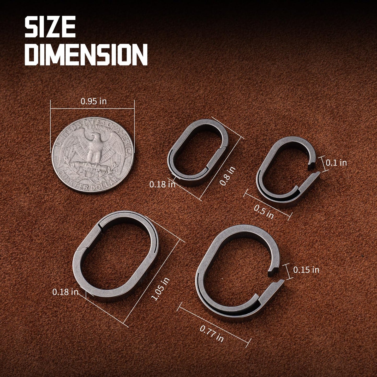 FEGVE Titanium Small Key Chain Rings, Quick Release Connecting Keychain Mini Carabiner for Keys Wristlet Bag