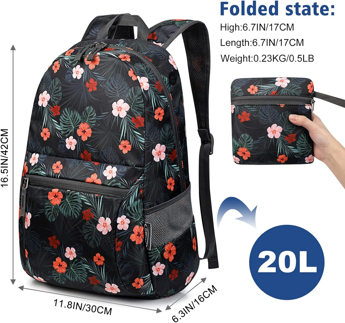 G4Free 20L Lightweight Packable Backpack Travel Hiking Daypack Foldable Backpack for Men Women