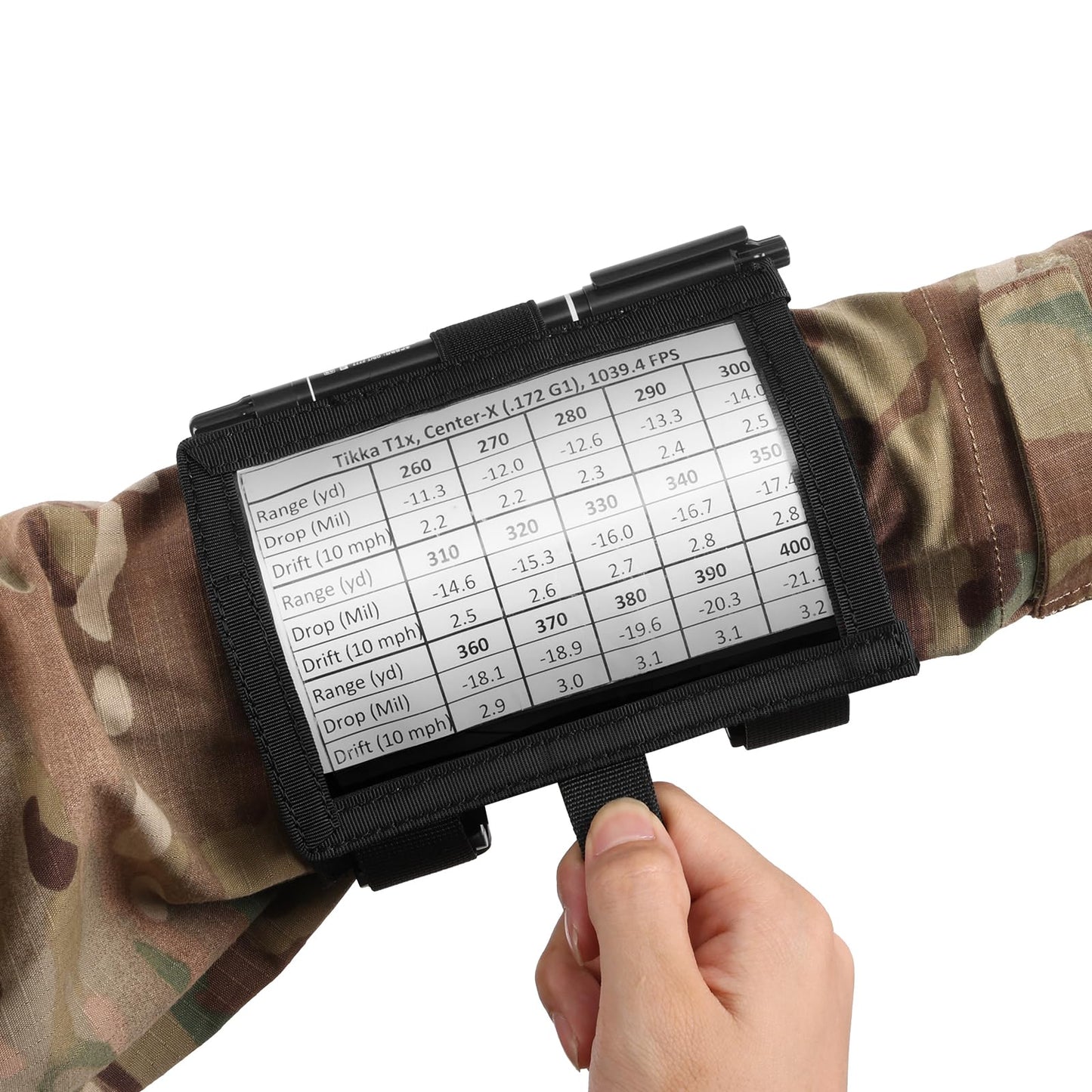 VOTAGOO Tactical Armband Sleeve Storage Kit QB Wrist Map Holder Arm Pouch DOPE Card Holder for Shooting Rescue Surveillance and Field Measurements (Black)