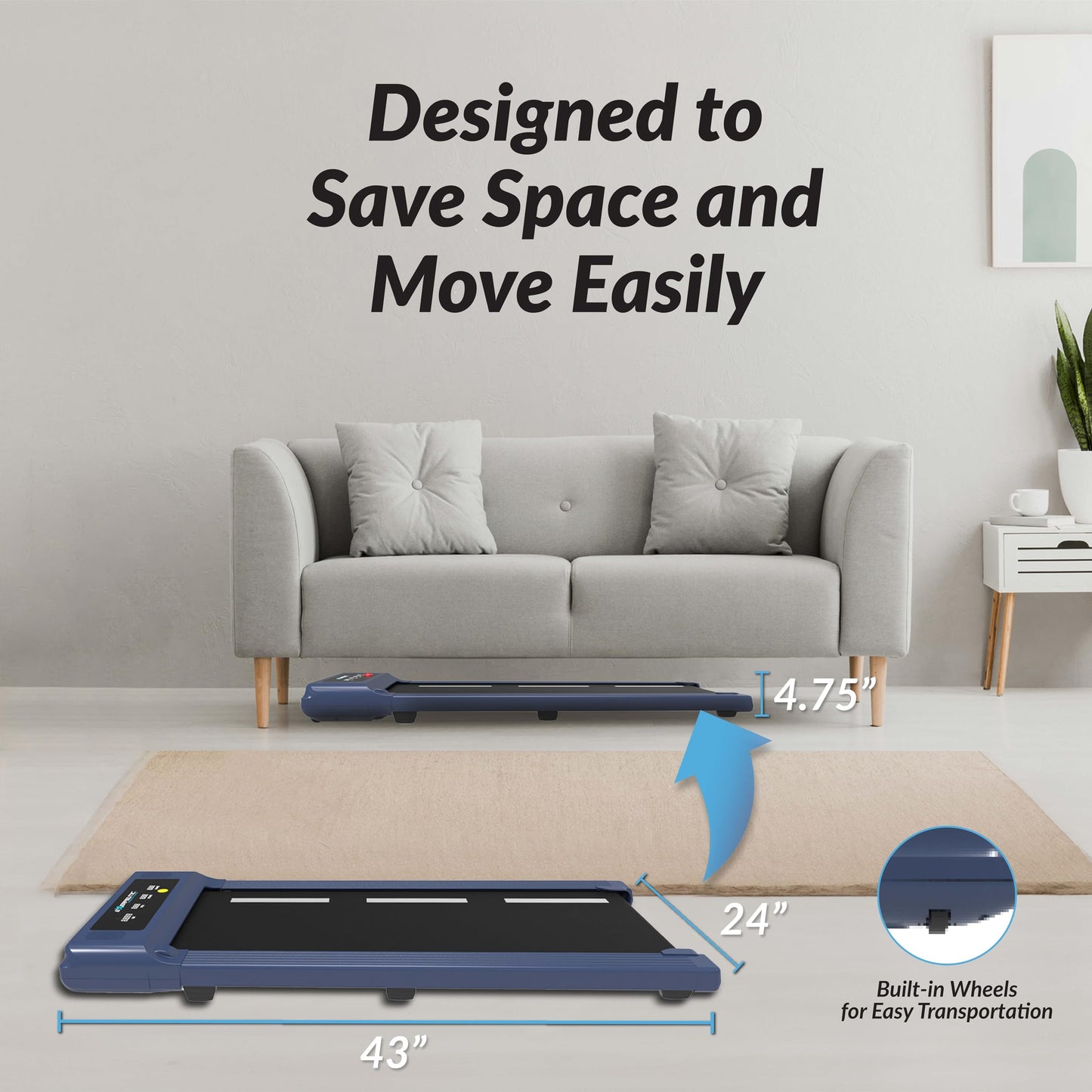 Exerpeutic 400 Lb. Capacity Heavy-Duty Walking/Jogging Exercise Treadmill Walking Pad- Home Gym Workout, Foldable Under Desk Desk Design