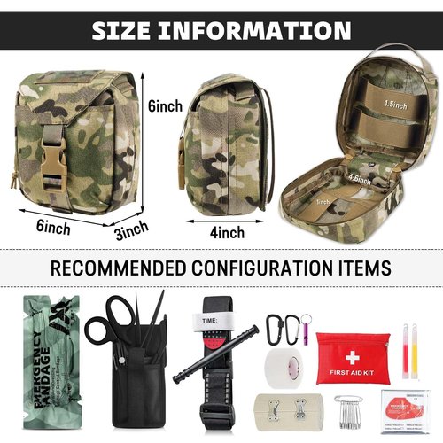 CASONMMAX Tactical Medical Pouch，Rip Away Ifak Pouches,Tear Off First Aid EMT MOLLE Trauma Kit EDC Bag. (MC)