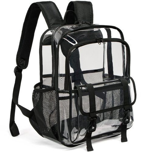 KUI WAN Clear Backpack, 15 inch Heavy Duty See Through Backpack for Boys and Girls Clear Book Bag with Multi-pockets