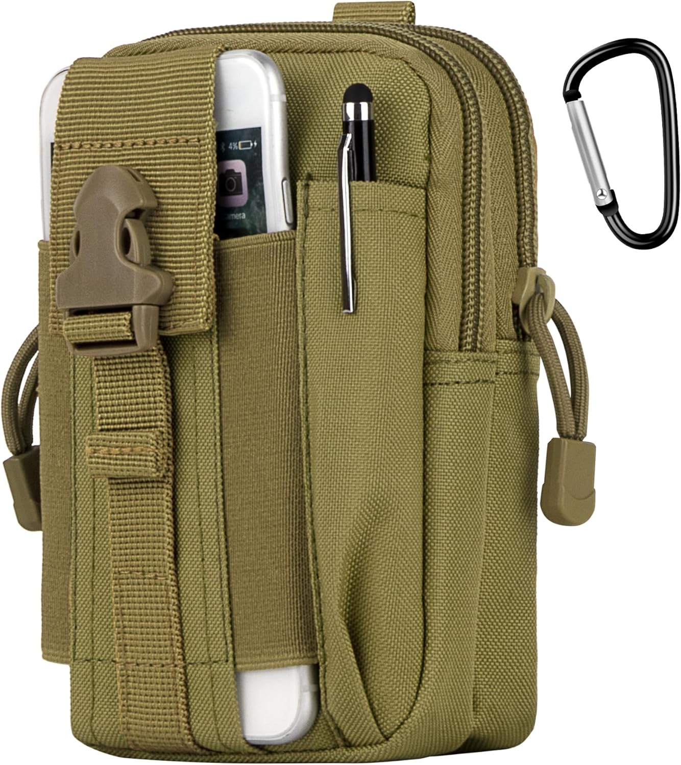 IronSeals Tactical Molle Pouch Compact Utility Waist Bag Phone Holster Holder for 4.7"-6.9" iPhone 15 Pro Max/15 Pro/14 Plus/14 Pro Max/14/13 Pro Max/13 Pro/12 Pro Max/11 Pro Max