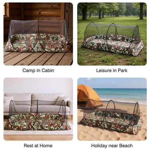 Pop Up Mosquito Tent 2-Person Large Portable Foldable Pop-up Screen Tent Mosquito Camping Net Tent for Double Persons Camping Hiking Outdoor Installation-Free (Camouflage)