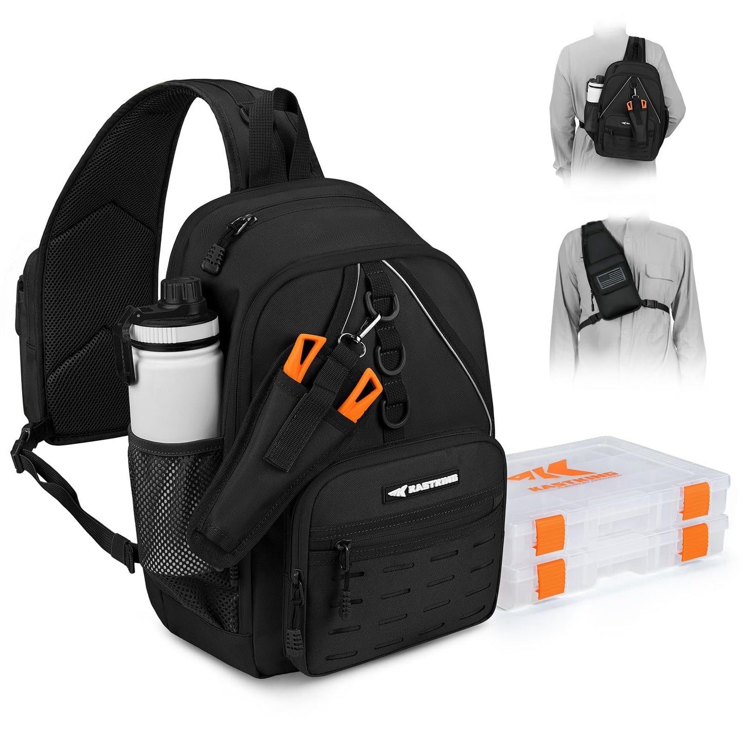 KastKing KarryAll Fishing Sling Tackle Bag with 2 Tackle Trays, Tactical Fishing Tackle Storage Bag, Fishing Gear Storage