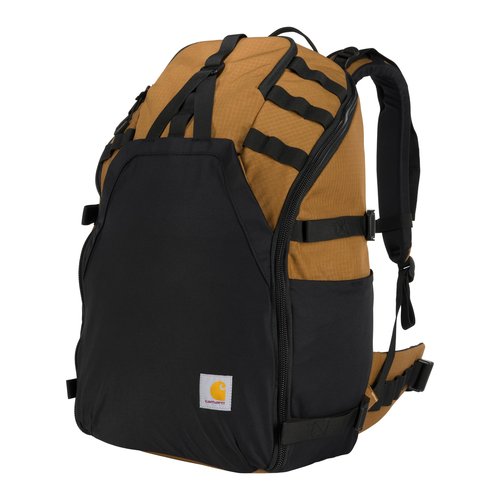 Carhartt 45L Nylon Internal Frame Hiking Backpack, Durable Camping & Backpacking Pack with Hydration Port, Camping Daypack for Men & Women, Brown