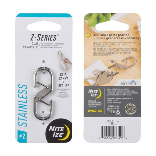 Nite Ize Z-Series Dual Carabiner - Heavy-Duty Carabiner Clips for Keys & Keychain Accessories - Key & Gear Organizer Dual Carabiner Clips - Size 2 (4 Pack)
