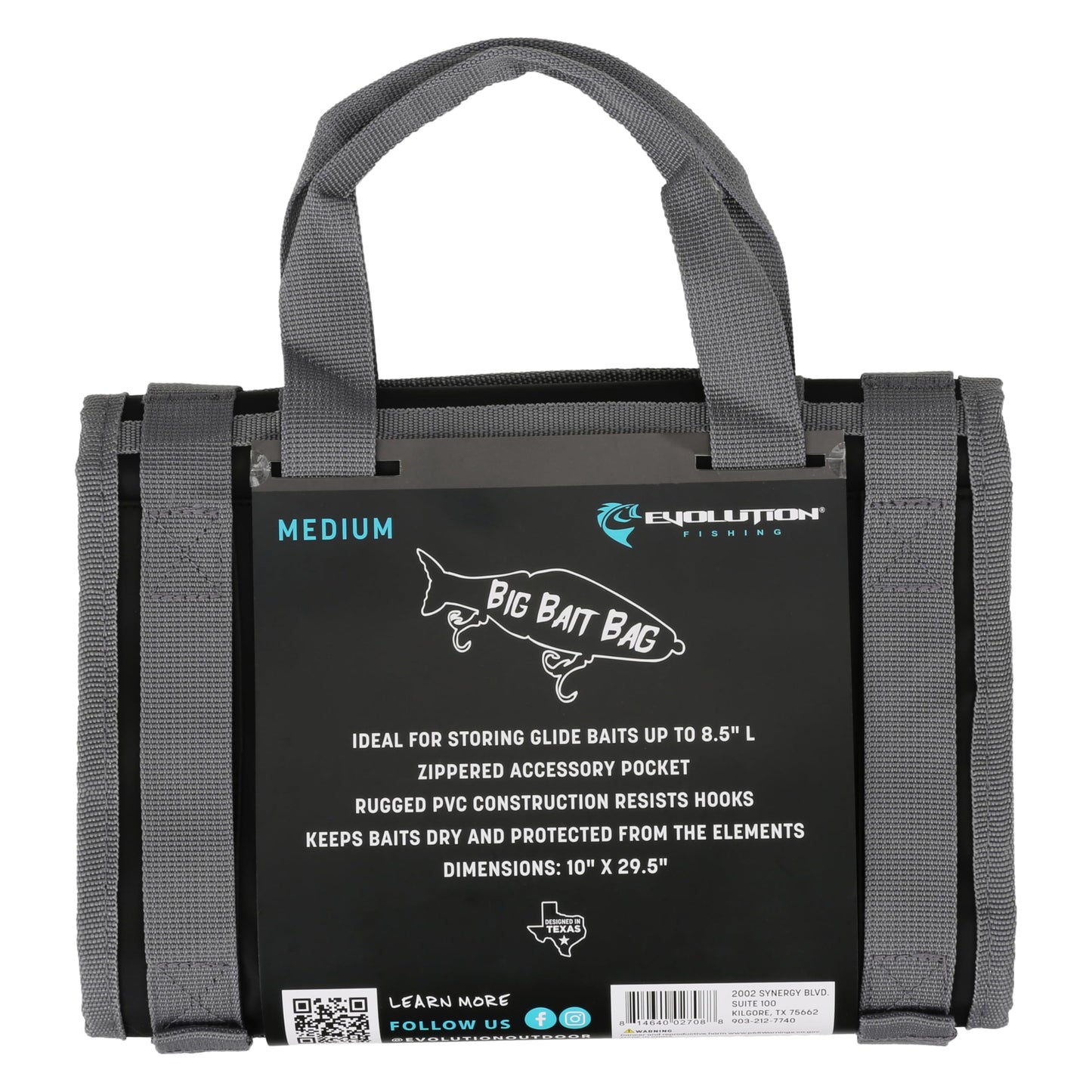 Evolution Fishing Big Bait Bag - 10 in., Roll-Up Lure Bag, Durable, Portable Storage for Large Baits & Gear