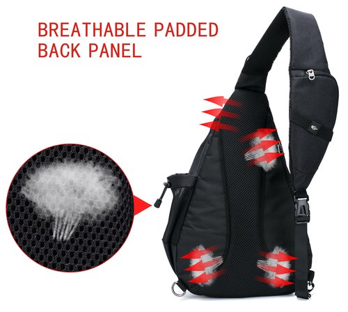 TurnWay Water-Proof Sling bag/Crossbody Backpack/Shoulder Bag with USB Charging Port for Travel, Hiking, Cycling, Camping (BLACK)