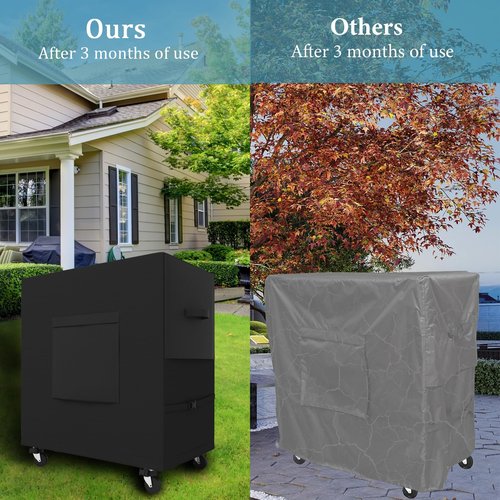 Patio Waterproof Cooler Cart Cover - Outdoor Ice Chest Protective Covers Fits Most 80 QT Drink Cooler on Wheels Outside Bar Cart or Beverage Cart Rooling Party Cooler 34L x 20W x 32H inch Black