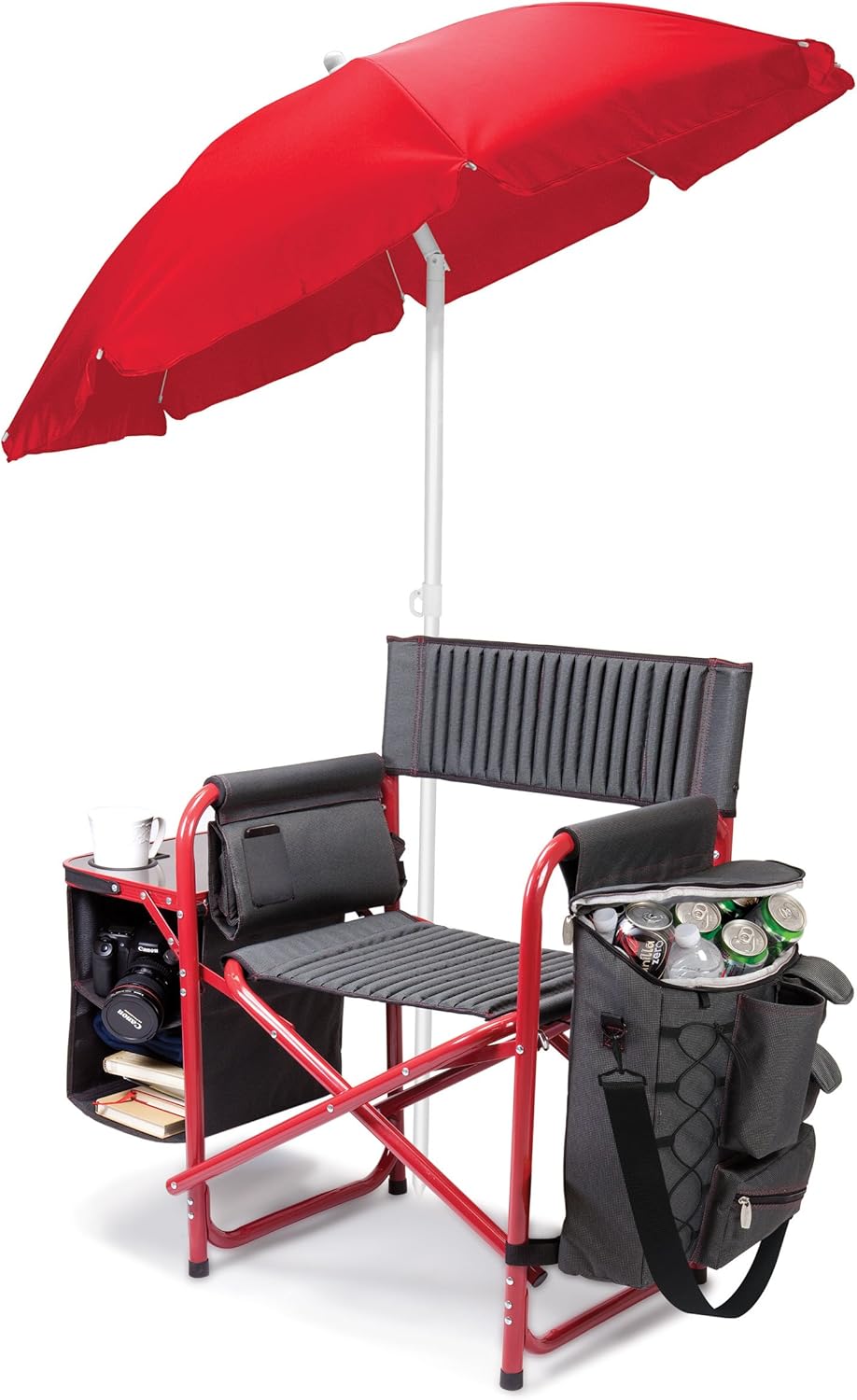 ONIVA - a Picnic Time Brand Fusion Original Design Outdoor Folding Chair, Gray with Red Frame , 33 x 7 x 21