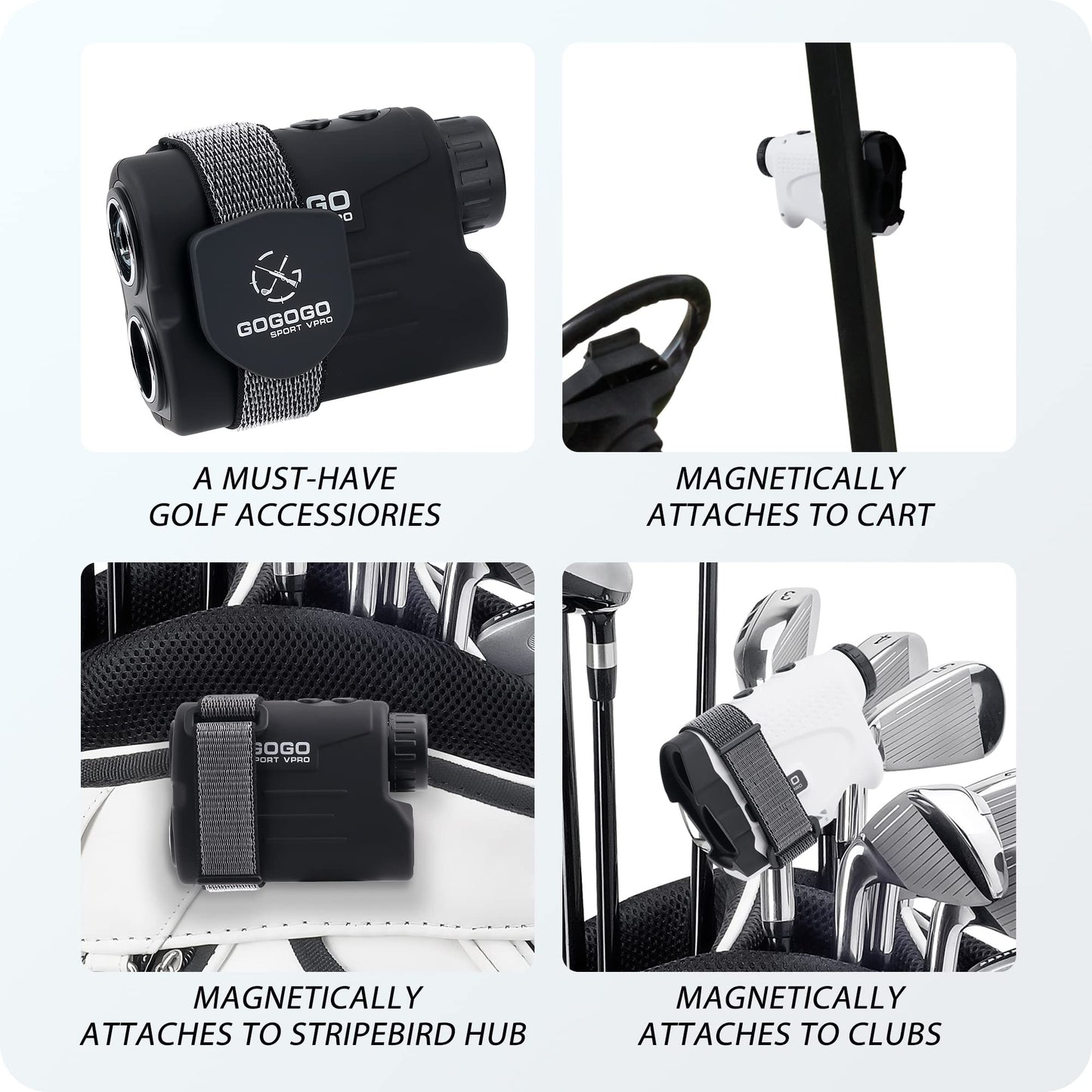 Gogogo Sport Vpro GS24B Laser Rangefinder & Universal Adjustable Magnetic Holder Mount Strap