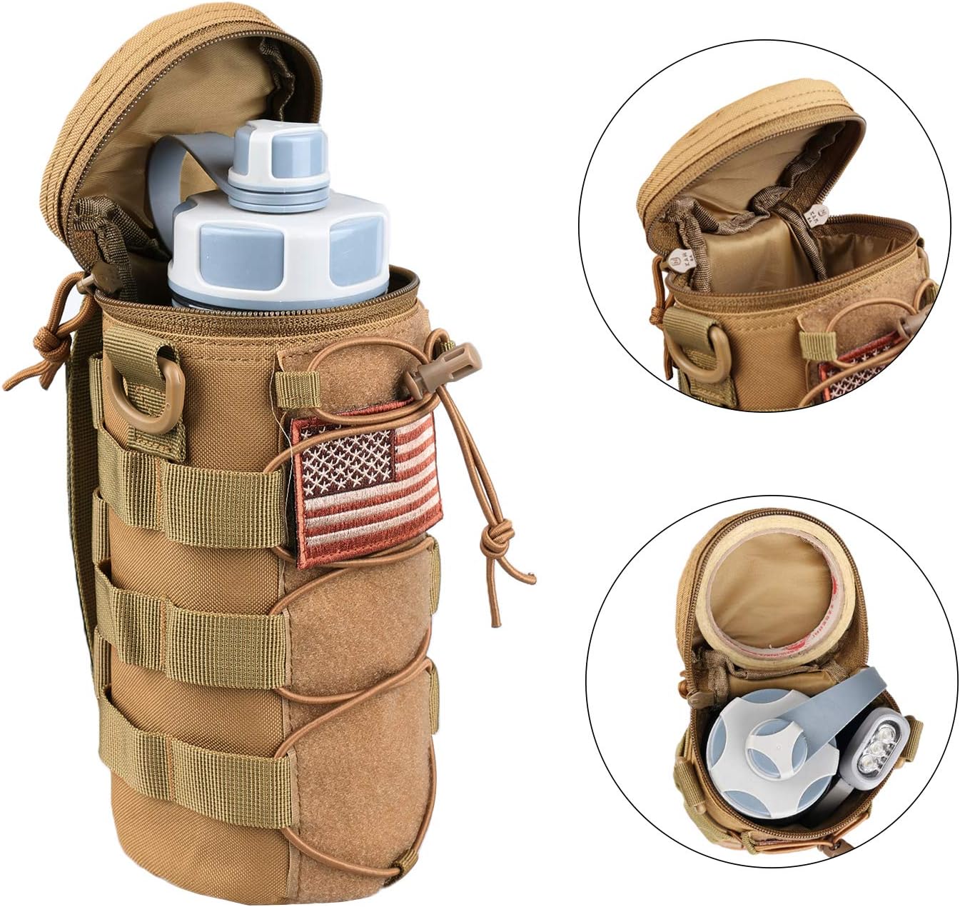 AMYIPO Water Bottle Pouch Molle Tactical Holder Storage Bag for 32oz Carrier