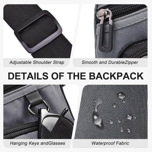 Qidelong Sling Bag Anti-Theft Crossbody Chest Shoulder Backpack Slim Personal Pocket Bags Travel Fanny Pack For Men Women (Grey)