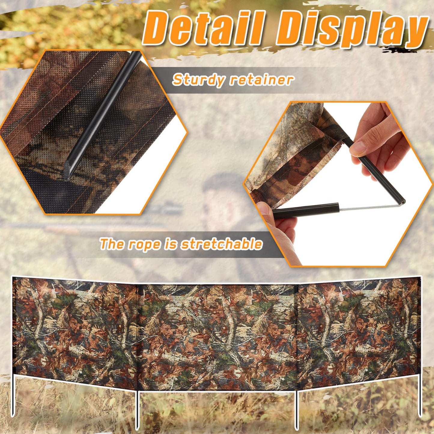SmoothNovelty 2 Pcs Hunting Blinds Ground Portable Ground Blinds for Deer Hunting Camouflage 118 Inches x 27.6 Inches 3 Panel with 4 Stakes Easy Set up for Duck Turkey Spring Outdoor Shooting