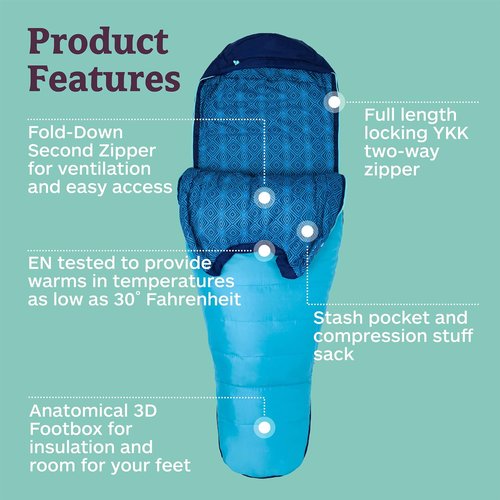 Marmot Women’s Trestles 15° Sleeping Bag | Insulated, Water-Resistant, Left-Zip, French Blue/Harbor Blue