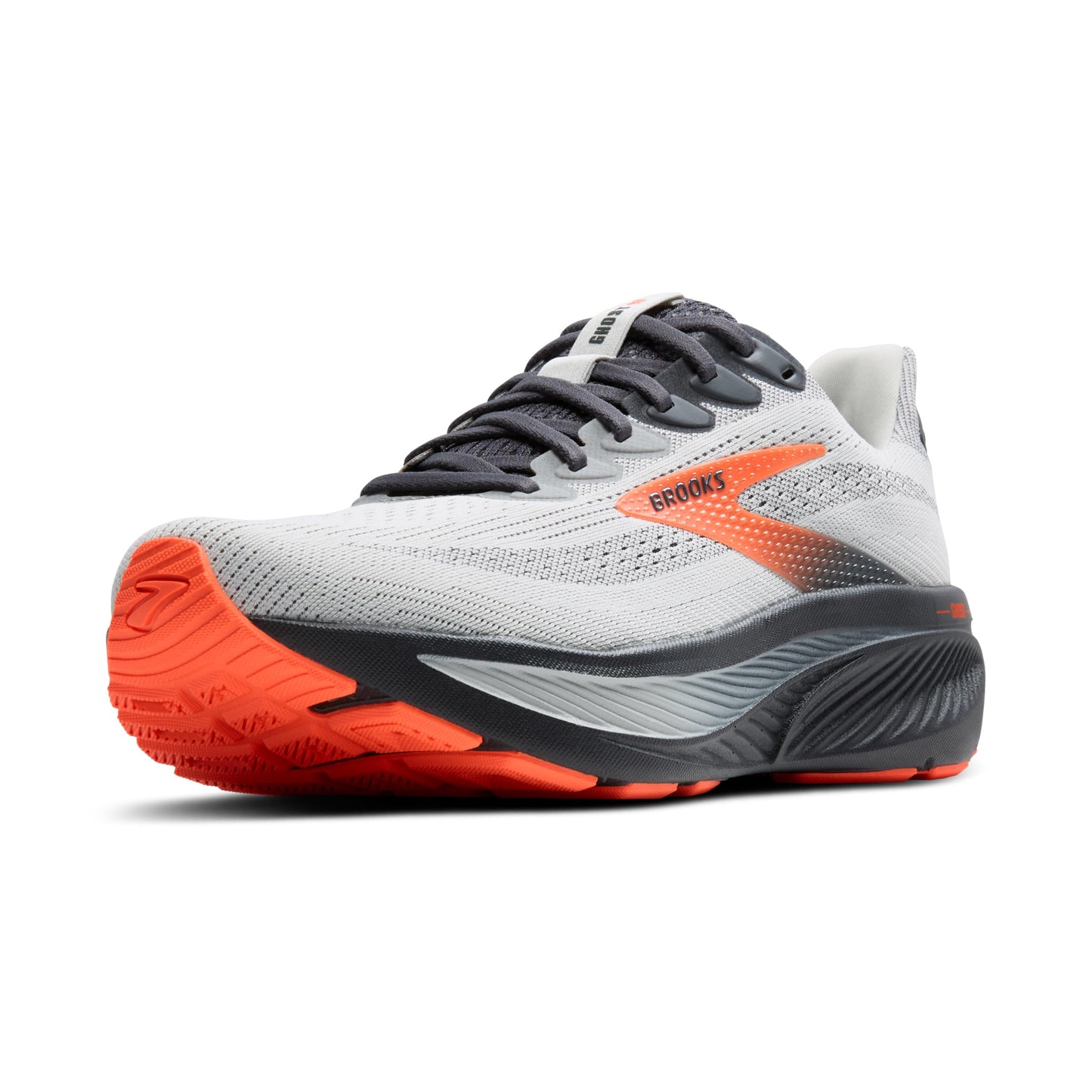 Brooks Men’s Ghost 17 Neutral Running Shoe - Oyster Mushroom/Orange/Ebony - 13 Wide