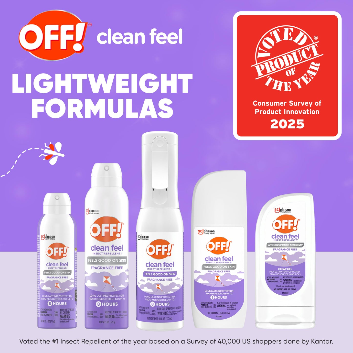 OFF! Clean Feel Insect Repellent Clear Gel with 20% Picaridin, Bug Repellent with Long Lasting Protection from Mosquitoes, Hydrating, 6 oz