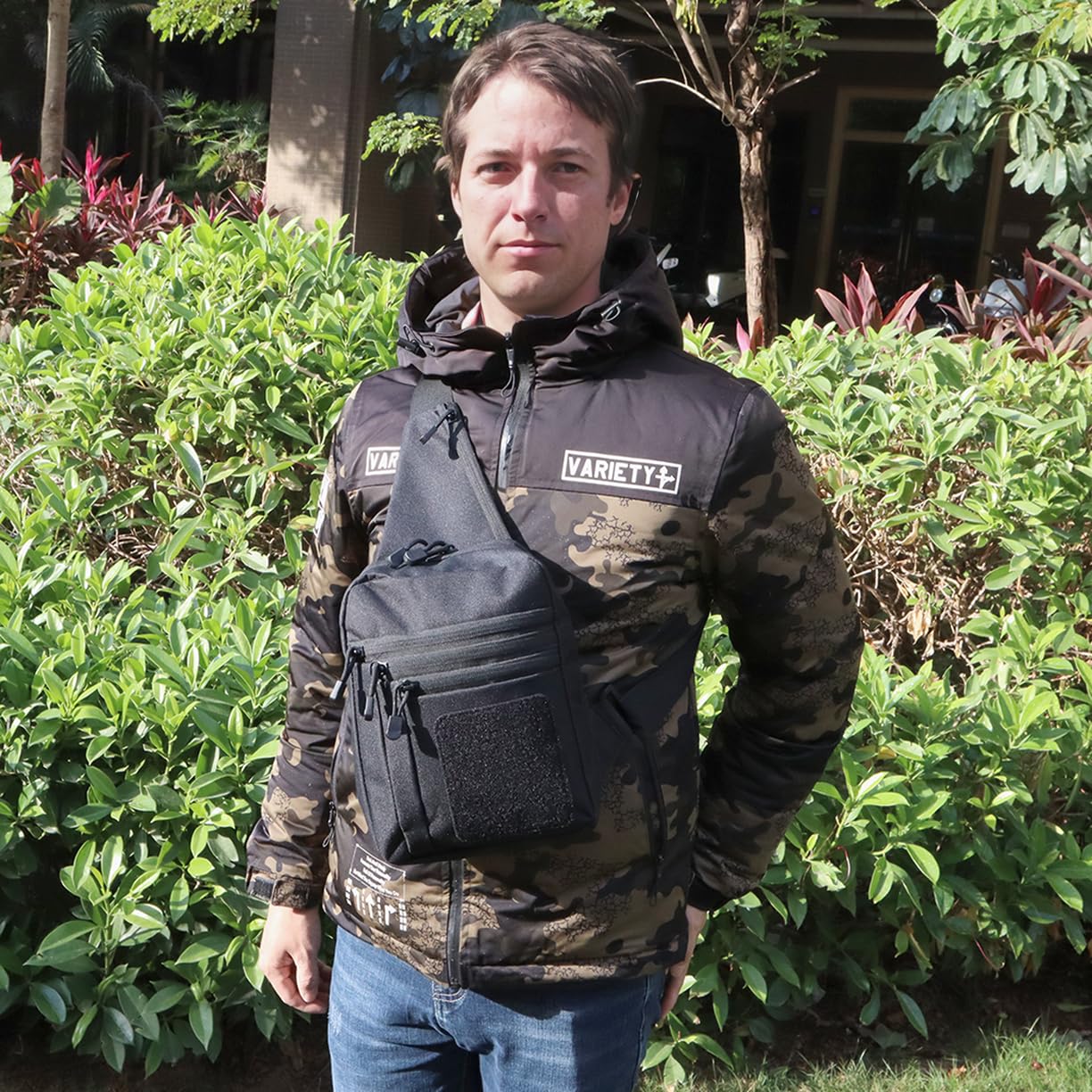 GAZJYUSP Small tactical concealed carry shoulder sling bag for men women Concealed carry crossbody bag with holster Personal pocket(Black)