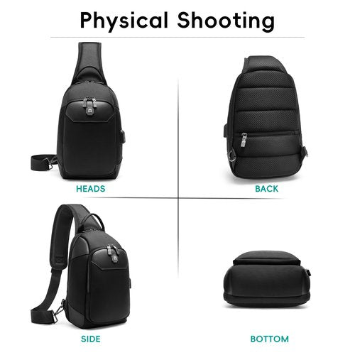 Sling Bag For Men Crossbody Bags Men’s Shoulder Backpack With Charging Port Travel Hiking Chest Bag Sling Daypack