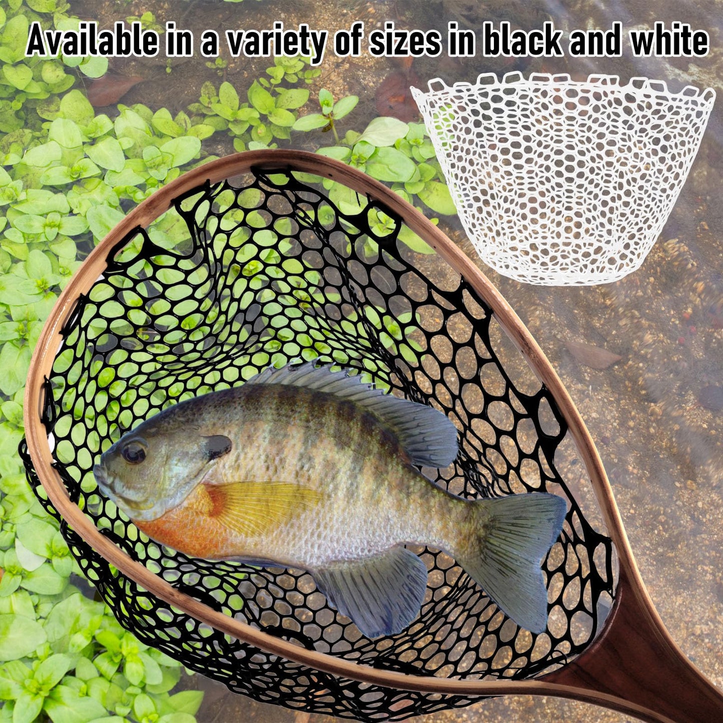 Alwonder Fishing Nets Silicone Replacement Netting, Clear Black Fly Fishing Net Landing Kayak Nets Without Handle for Freshwater Saltwater Foldable Soft Flexible Trout Net Silicone Mesh W3525