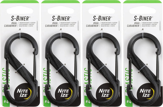 Nite Ize S-Biner Plastic No.4 Tactical Black Dual-Gated Carabiner (4-Pack)