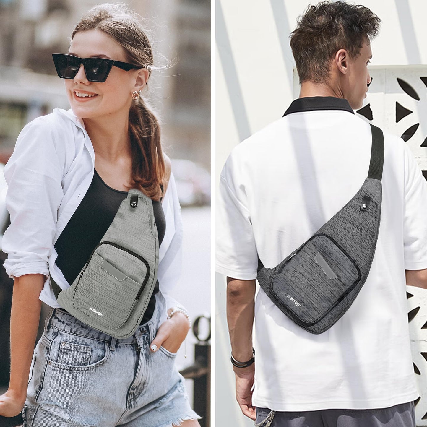 G4Free Sling Bag, Waterproof Crossbody Bag for Men Women, Lightweight Chest Shoulder Backpack for Business Travel Hiking, Black