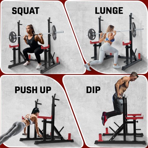 Yes4All Adjustable Squat Rack, 690 LBS Multifunctional Barbell Stand for Home Gym, Weight Lifting, Portable Bench Press Rack