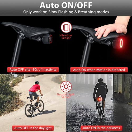 WSDCAM Remote Bike Tail Light with Alarm, Smart Bike Brake Light, Auto ON/Off, Long Battery Life Rechargeable Bike Back Light, 110dB Loud Antitheft Alarm, Waterproof Rear Bike Light Bicycle Tail Light