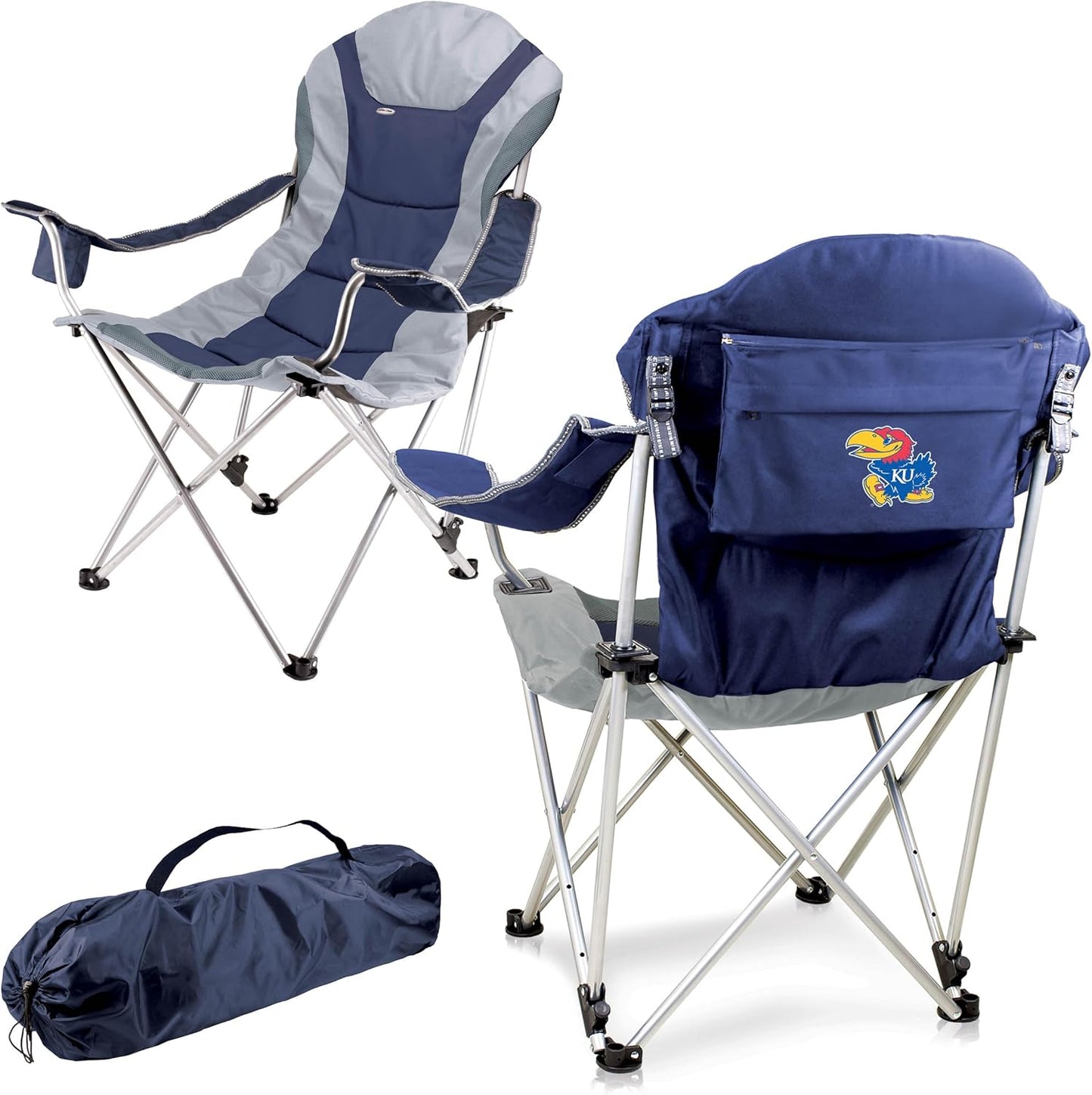 PICNIC TIME NCAA Arkansas Razorbacks Reclining Camp Chair - Beach Chair for Adults - Sports Chair with Carry Bag
