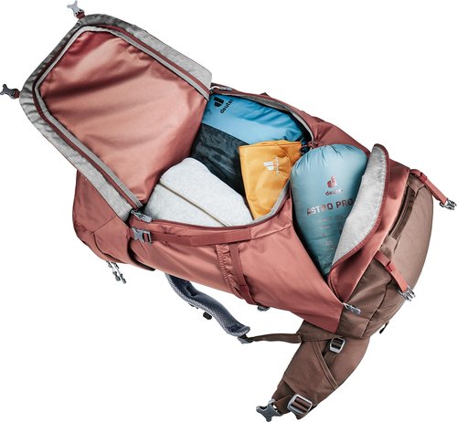 deuter Voyager 60+10 SL Women's Travel Backpack, caspia-raisin