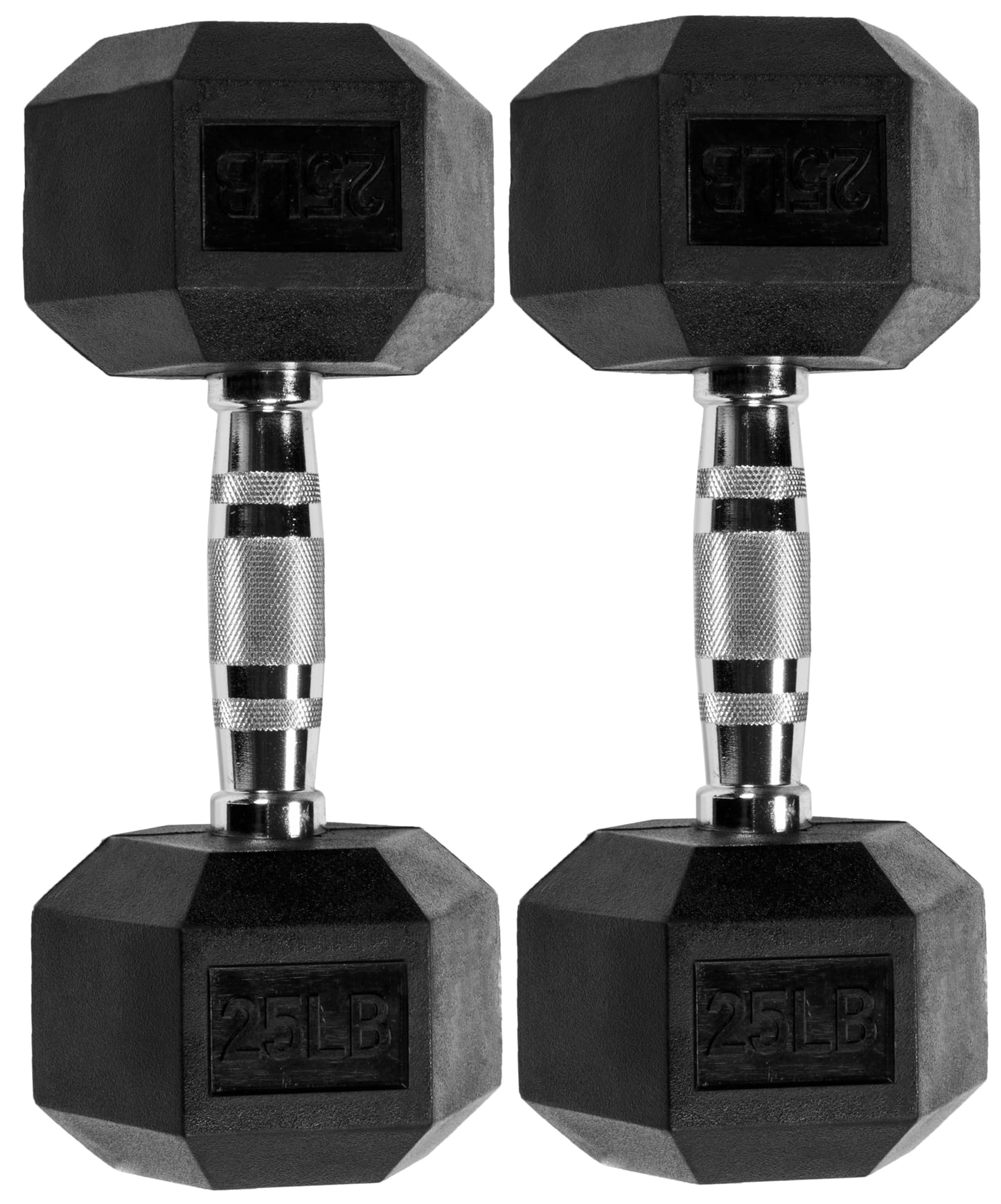 Fitvids Premium Rubber Encased Hex Dumbbell, 25LB Pair
