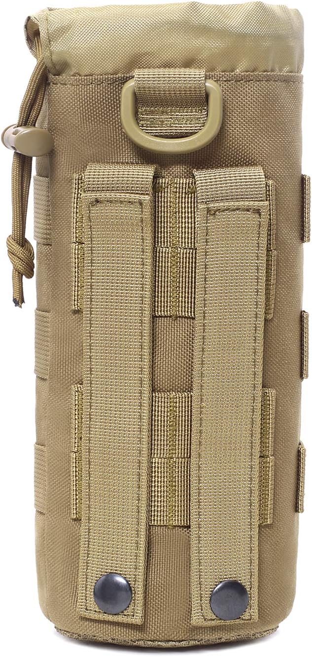 Tactical Molle Water Bottle Pouch Military Drawstring Open Top & Mesh Bottom Travel Water Bottle Holder Bag Tactical Hydration Carrier