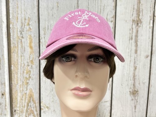 Enodtter First Mate Baseball Cap for Women, Washed Pink Nautical Marine Sailor Hats, Gift Skipper Boating Cap Embroidered Dad Hat