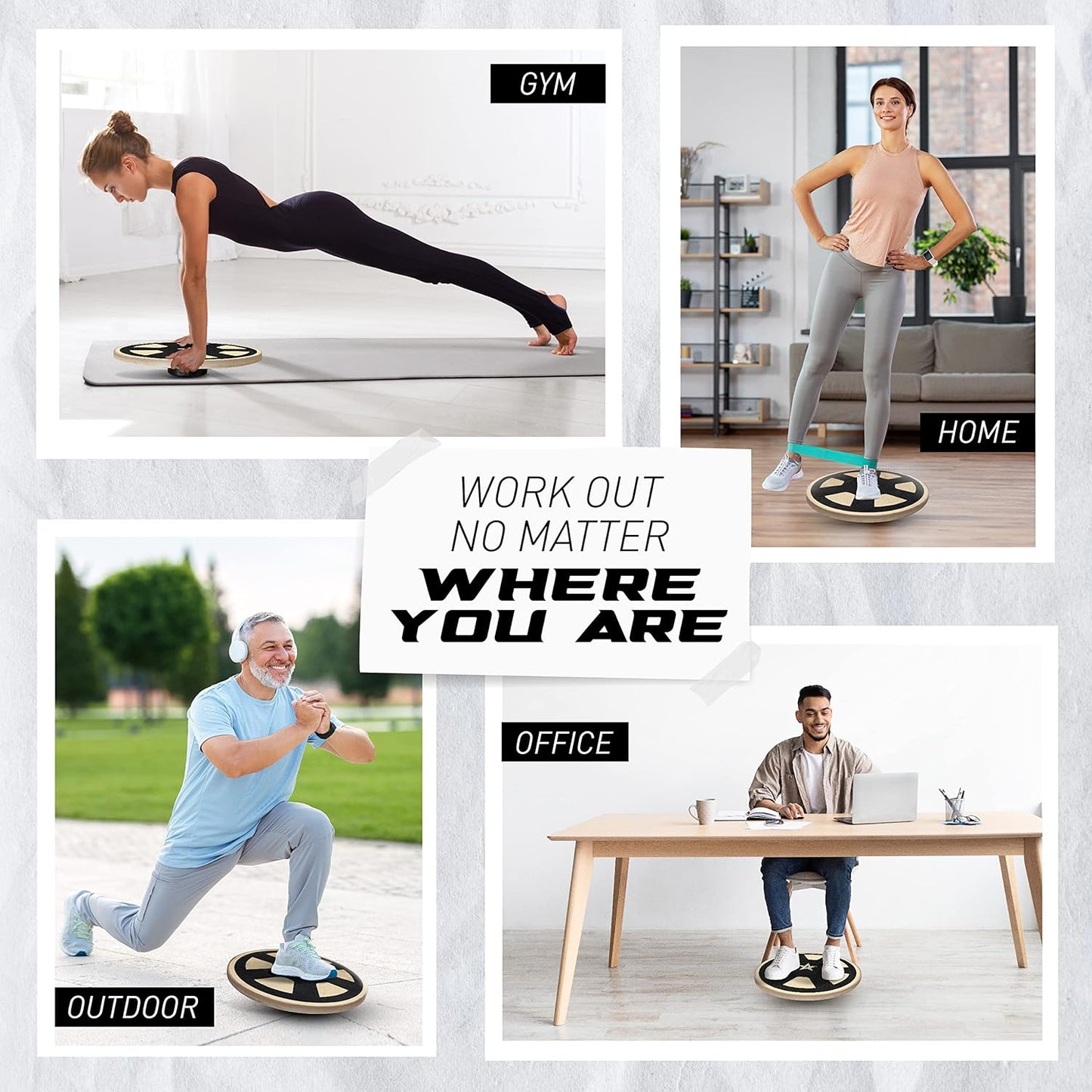 Yes4All Versatile Wooden Wobble Balance Board, Balance Trainer for Mobility Training, Standing Desk, Core Training, Exercise Balance Stability Trainer
