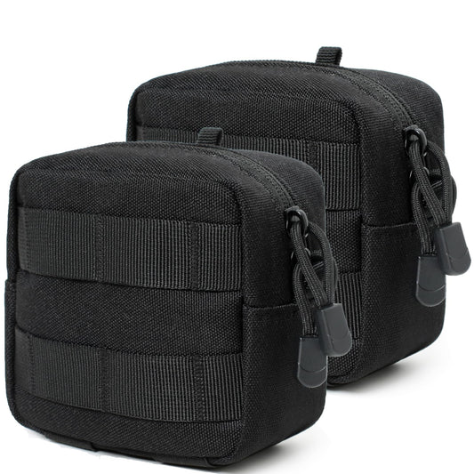2 Pack Mini Tactical Molle Compact Ammo Pouch - General Purpose Admin Pouches Small Admin Molle Pouches EDC Tool GP Pouch Bag Horizontal Utility Multi-Purpose Waist Belt Bag(Black)