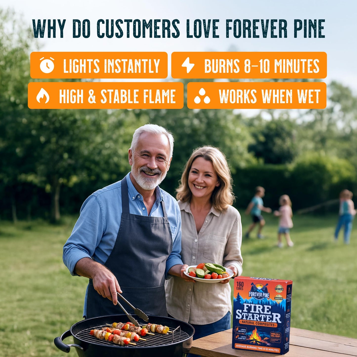 Fire Starter Cubes, 32 pcs - Easy BBQ Ignition - Natural, Waterproof & Odorless Firestarter Squares for Campfire, Charcoal Grill, Outdoor Fire Pit, Wood Stove, Fireplace, Logs - Camping Essentials