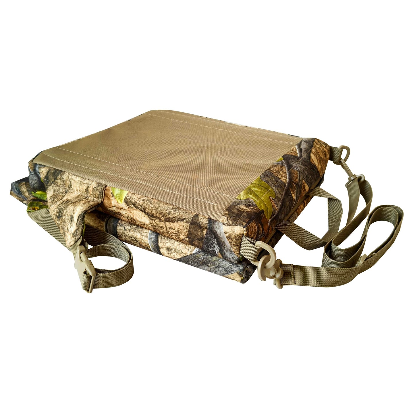 AUSCAMOTEK Camouflage Hunting and Stadium Seat Cushion with Backrest - 5cm Thick, Water-Resistant, Silent Material for Turkey Hunting Fishing Camping and Outdoor Activities (Spring Woodland Pattern)