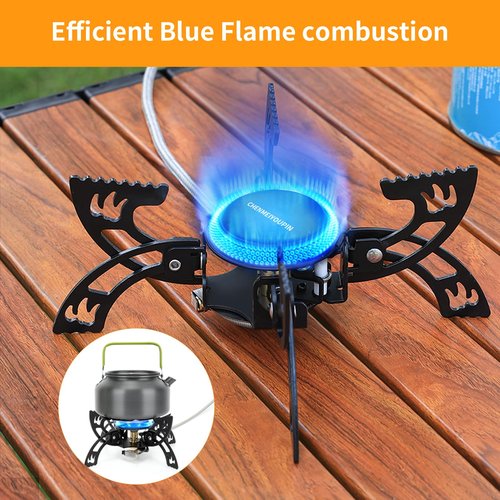 CHENMEIYOUPIN Portable Camping Stove Lightweight Gas Stove Collapsible Backpacking Stove Comes with durable canvas storage bag for Outdoor Camping Cooking Hiking and Picnic